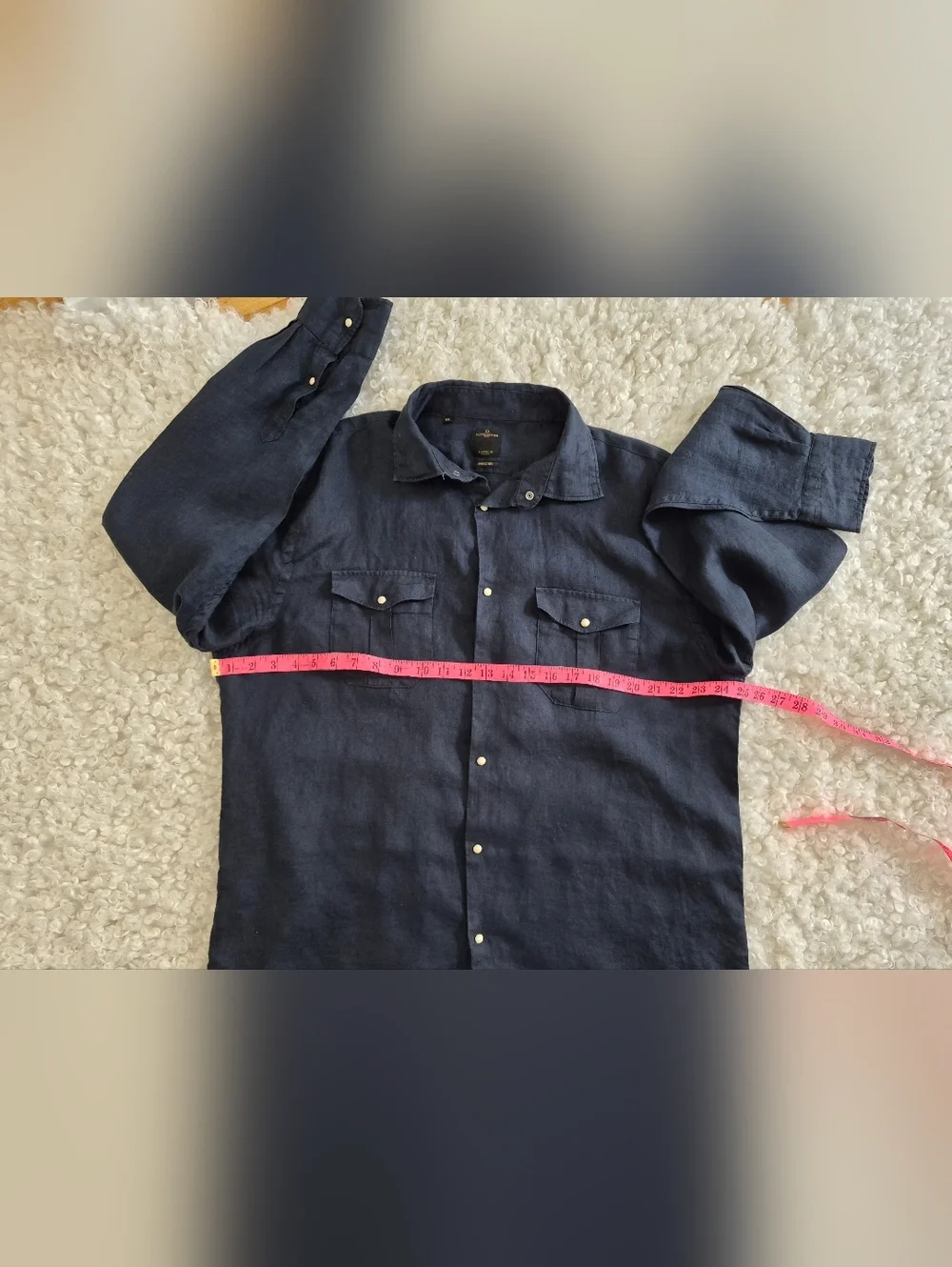 Doppelgänger Linen Western Shirt Black XXL Coastal Cowboy Italy Southern Cruise - Picture 8 of 12